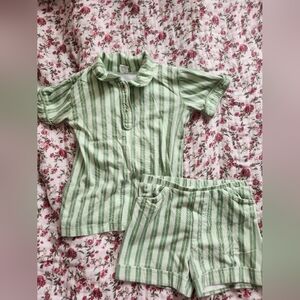 Kate Quinn Green Stripe Short Set Size 6